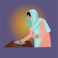Indian woman preparing for celebrate diwali or deepavali