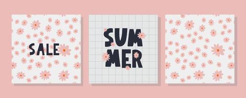 Banner de venta de verano con vector de letra de flores