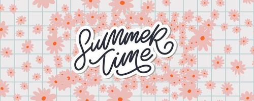 summer sale banner with flowers letter vector