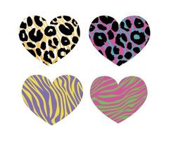 Vector heart shape - Leopard texture with kiss print