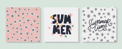 Banner de venta de verano con vector de letra de flores