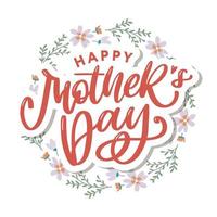 Elegant greeting card design with stylish text Mother s Day on colorful flowers decorated background. vector
