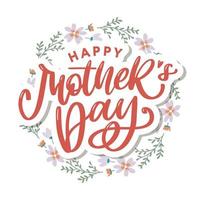 Elegant greeting card design with stylish text Mother s Day on colorful flowers decorated background. vector