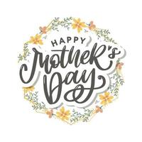 Elegant greeting card design with stylish text Mother s Day on colorful flowers decorated background. vector