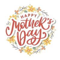 Elegant greeting card design with stylish text Mother s Day on colorful flowers decorated background. vector