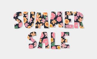 summer sale banner with flowers letter vector