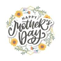 Elegant greeting card design with stylish text Mother s Day on colorful flowers decorated background. vector