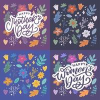 Elegant greeting card design with stylish text Mother s Day on colorful flowers decorated background. vector