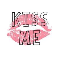 kiss me hand lettering scalable and editable vector illustration lips