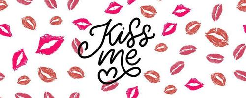 kiss me hand lettering scalable and editable vector illustration lips