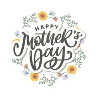 Elegant greeting card design with stylish text Mother s Day on colorful flowers decorated background. vector