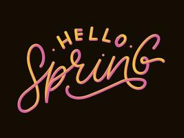 Hello Spring Flowers Text Background Frame lettering slogan vector