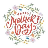 Elegant greeting card design with stylish text Mother s Day on colorful flowers decorated background. vector