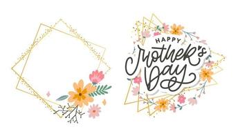 Elegant greeting card design with stylish text Mother s Day on colorful flowers decorated background. vector