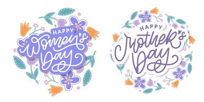 diseño elegante de la tarjeta de felicitación con el día de la madre elegante del texto en el fondo adornado de las flores de colores. vector