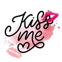 kiss me hand lettering scalable and editable vector illustration lips