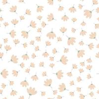 Vector floral pattern in doodle style with flowers and leaves. Gentle, spring floral background.