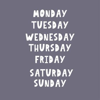 Days of the week in lettering. Monday, Tuesday, Wednesday, Thursday,  Friday, Saturday, Sunday. 13744520 Vector Art at Vecteezy