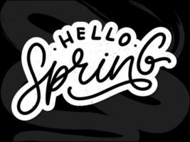 Hello Spring Flowers Text Background Frame lettering slogan vector