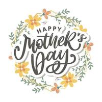 Elegant greeting card design with stylish text Mother s Day on colorful flowers decorated background. vector