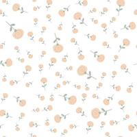 Vector floral pattern in doodle style with flowers and leaves. Gentle, spring floral background.