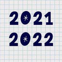 2022 2021 números hechos con vector doodle brushe. dibujado a mano tinta de año nuevo dos y número cero, figuras de boceto