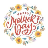 Elegant greeting card design with stylish text Mother s Day on colorful flowers decorated background. vector