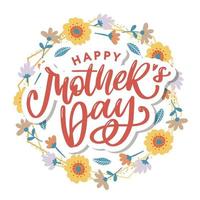 Elegant greeting card design with stylish text Mother s Day on colorful flowers decorated background. vector