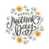 Elegant greeting card design with stylish text Mother s Day on colorful flowers decorated background. vector