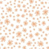 Vector floral pattern in doodle style with flowers and leaves. Gentle, spring floral background.