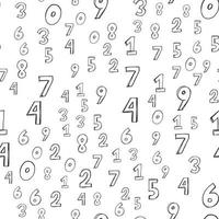 Numbers. Seamless vector wallpaper on white hand draw