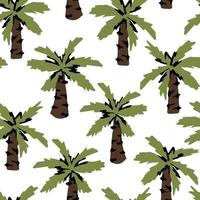 Palm trees seamless pattern. Cartoon hand drawn illustration vector