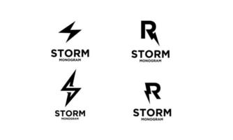 set collection storm with initial letter vector logo icon illustration design