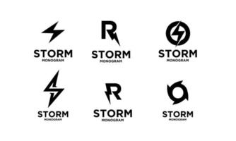 set collection storm with initial letter vector logo icon illustration design