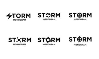 set collection storm with initial letter vector logo icon illustration design