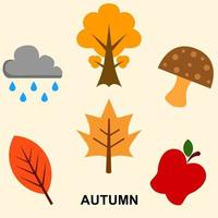 colorful autumn illustration elements for stickers. autumn clip art. vector