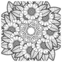 mehndi flower decorative ornament in ethnic oriental style, doodle ornament, outline hand draw. coloring book page. vector