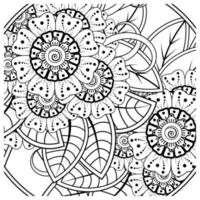 mehndi flower decorative ornament in ethnic oriental style, doodle ornament, outline hand draw. coloring book page. vector