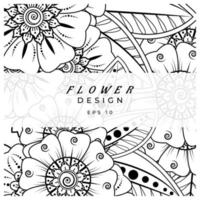 mehndi flower decorative ornament in ethnic oriental style, doodle ornament, outline hand draw. coloring book page. vector