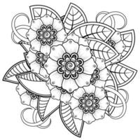 mehndi flower decorative ornament in ethnic oriental style, doodle ornament, outline hand draw. coloring book page. vector