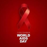 1 December World Aids Day Concept with Red Ribbon Sign vector