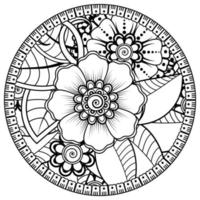 Circular pattern in the form of mandala with flower for henna, mehndi, tattoo, decoration. vector