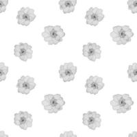 Black and white flower on white background. Seamless pattern. Vector Illustration.