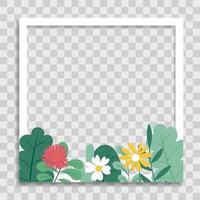 Empty Photo Frame Template with Spring Flowers for Media Post  in Social Network. Vector Illustration