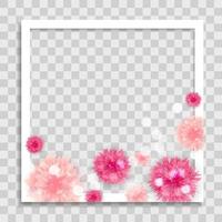 Empty Photo Frame Template with Spring Flowers for Media Post  in Social Network. Vector Illustration