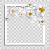 Empty Photo Frame Template with Spring Flowers for Media Post  in Social Network. Vector Illustration