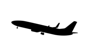 Silhouette of black and white aircraft in the sky, isolated. Vector Illustration