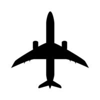 Silhouette of black and white aircraft in the sky, isolated. Vector Illustration