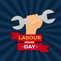 1 May Labour Day Blue Background Vector Illustration