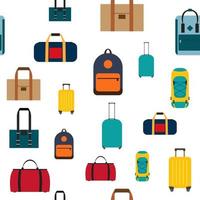 Seamless pattern background with travel bags, backpacks, suitcases isolated on white background vector